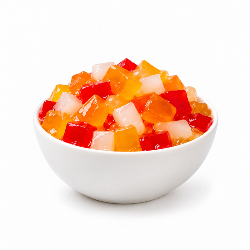 Rainbow Jelly — contents in white bowl