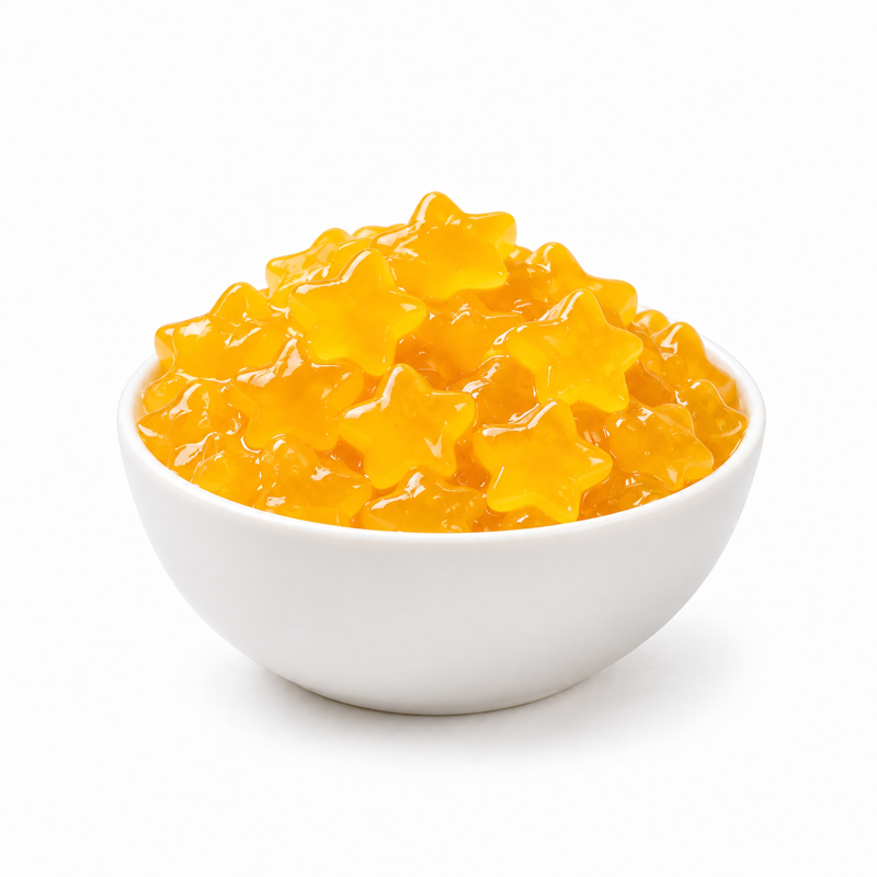 Mango Star Jelly | Essential Topping for Viral Drinks — contents in white bowl