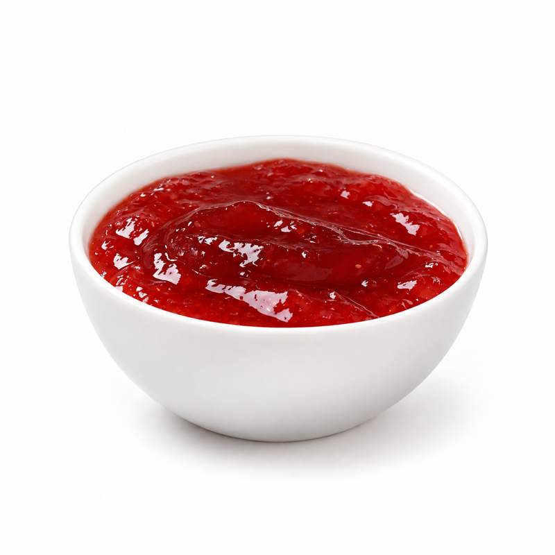 Strawberry Jam — contents in white porcelain bowl