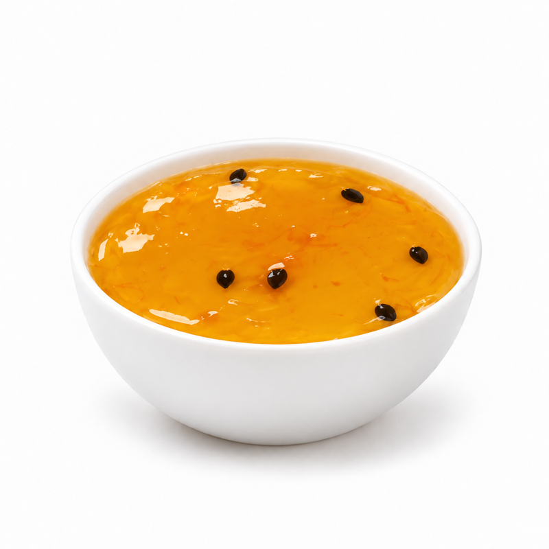 Tropical Fruit Jam — contents in white porcelain bowl