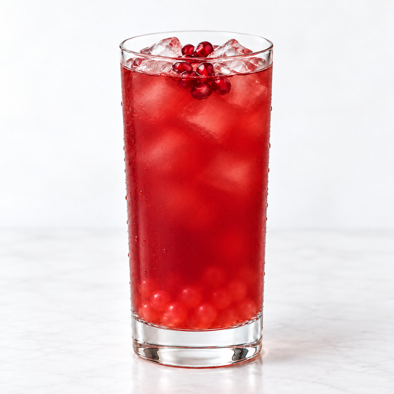 Pomegranate Popping Boba styled drink
