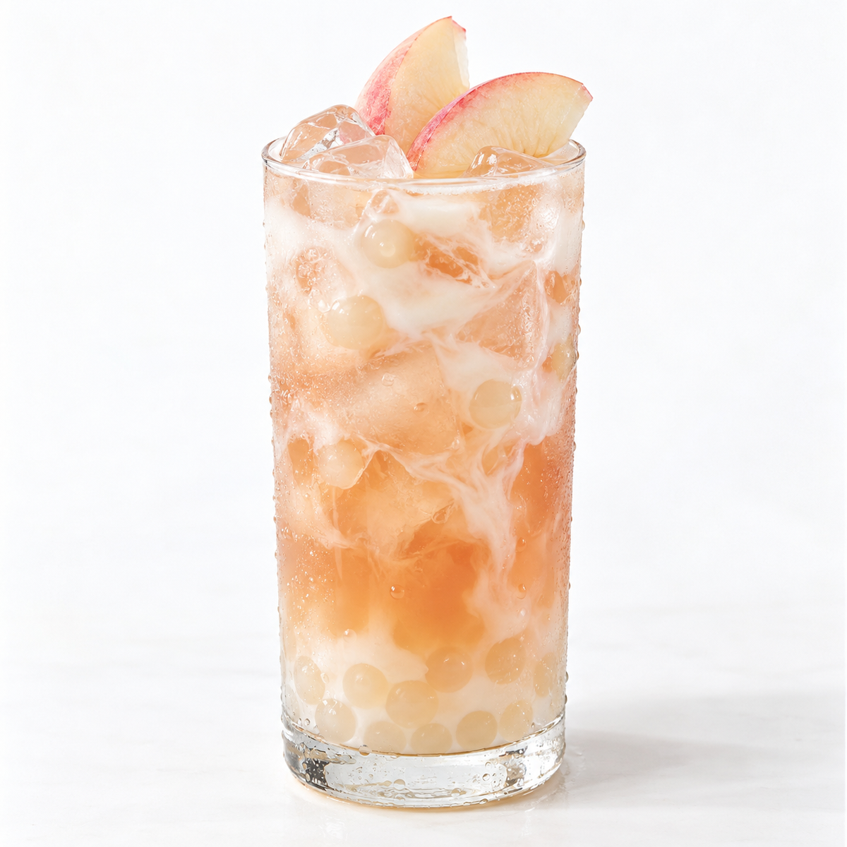 Yogurt popping boba beverage serving suggestion