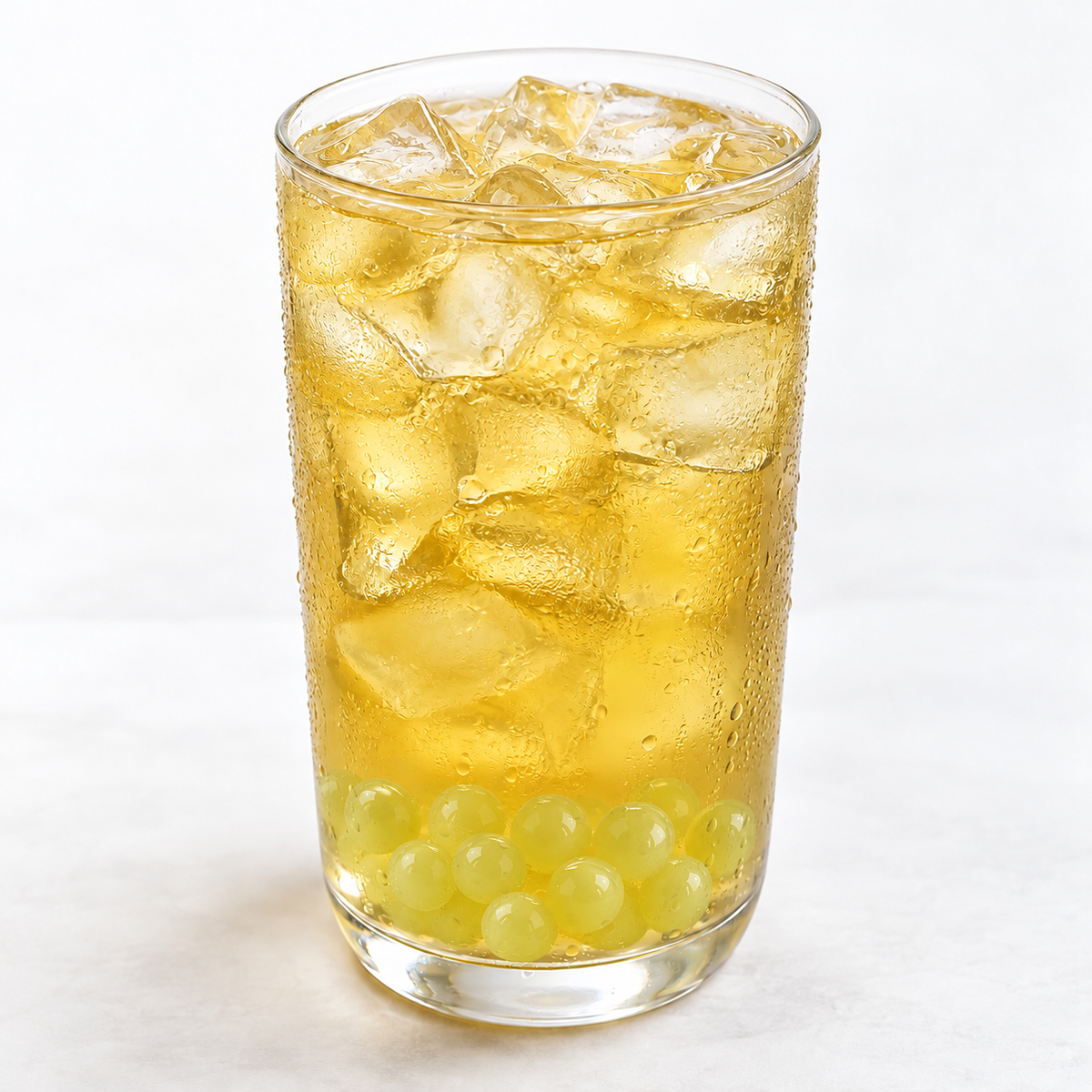 Hojalicious White Grape Popping Boba Green Tea — serving suggestion