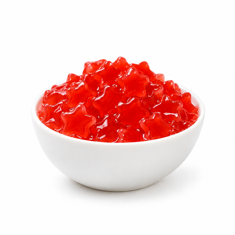 Strawberry Star Jelly — contents in white bowl