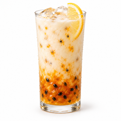 Passion fruit yogurt soda — serving suggestion