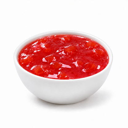White Peach Jam — contents in white porcelain bowl