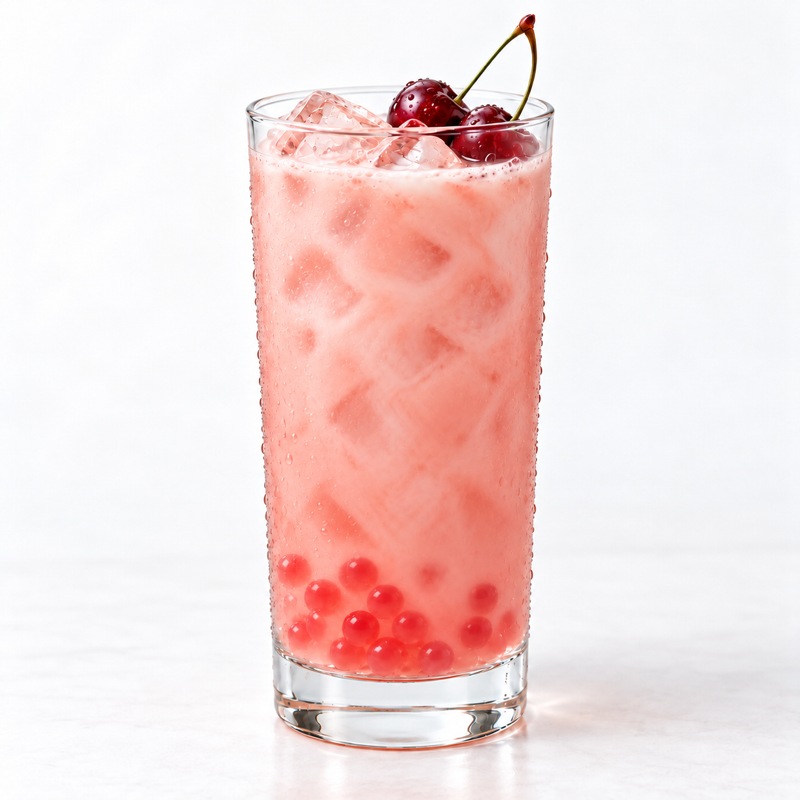 Cherry Popping Boba styled drink
