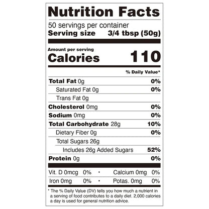 Nutrition facts label for blueberry concentrated syrup, compliant with export food labeling standards.