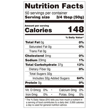 Nutrition facts label for green apple concentrated syrup, compliant with export food labeling standards.
