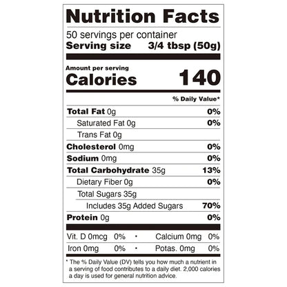 Nutrition facts label for Hojalicious Rose Concentrated Syrup, detailing ingredients and calories.