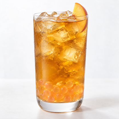 Hojalicious Golden Phoenix Oolong with Peach Boba — serving suggestion