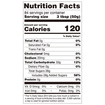 Nutrition facts label for kiwi jam, compliant with international export food labeling standards.