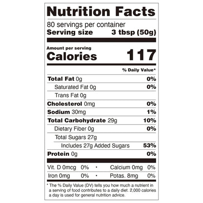 Nutrition facts label for pineapple jam, compliant with international export food labeling standards.