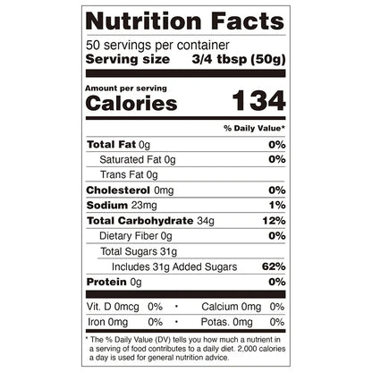 Nutrition facts label for passion fruit concentrated syrup, compliant with export food labeling standards.