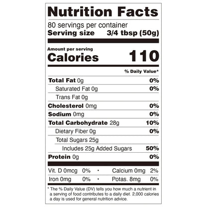 Nutrition facts label for white peach jam, compliant with international export food labeling standards.